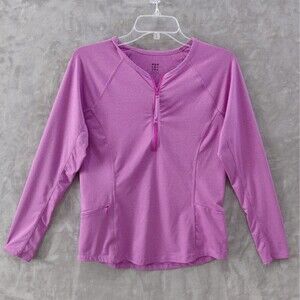 Title Nine Sunburster 1/4 Zip Long Sleeve Sun Shirt Women's Medium Pink UPF UV